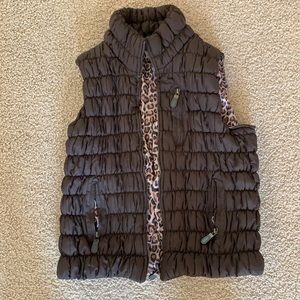 Brown Essentials by Milano Cheetah Puffer Vest